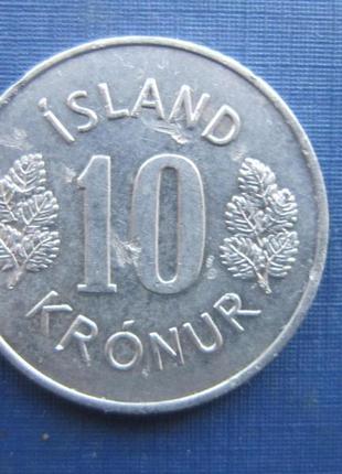 Монета 10 крон ісландія 1974