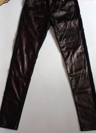 Кожаные черные брюки штанишки s размер джинсы7 фото
