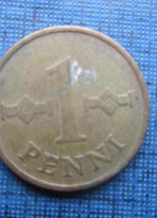 Монета 1 пенні фінляндія 1968