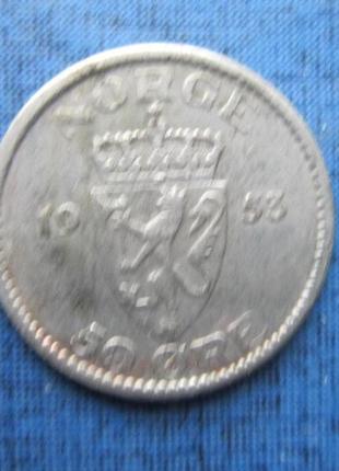 Монета 50 ері норвегія 1957 1953 два роки ціна за 1 монету3 фото