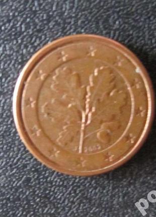1 євроцент німеччина 2002 j