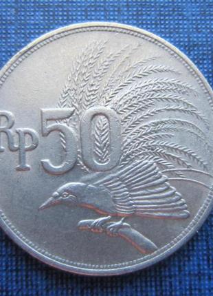 Монета 50 рупій індонезія 1971 фауна птах