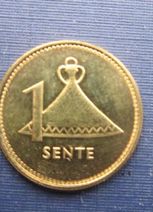 Монета 1 сенті лесото 1992 хатина стан