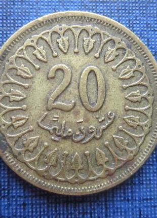 Монета 20 мілім туніс 1960