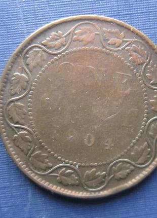 Монета 1 цент канада 1904 едуард