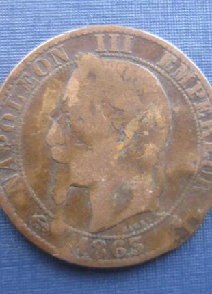 Монета 5 сантимів франція 1863 а наполеон iii