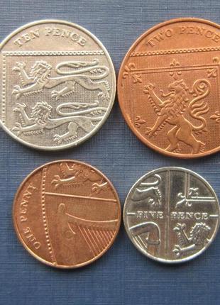 4 монети великобританія щит лев одним лотом — гарний початок к...