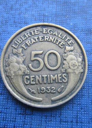 Монета 50 сантимів франція 1932