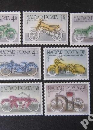 7 марок угорщина 1985 мотоцикли mnh