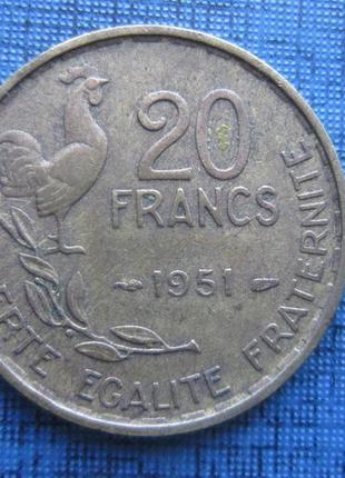 Монета 20 франків франція 1950 1951 фауна півень два роки ціна...
