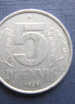 Монета 5 пфеннігів німеччина гдр 1968