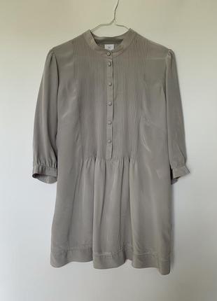 Сіра шовкова блуза madeleine, довга шовкова блуза, шовкова туніка, романтична блуза6 фото