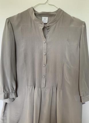 Сіра шовкова блуза madeleine, довга шовкова блуза, шовкова туніка, романтична блуза5 фото