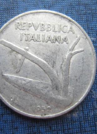 Монета 10 лір італія 19522 фото