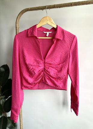 Ярко- рожева блуза з попліну h&m1 фото