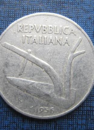 Монета 10 лір італія 19562 фото