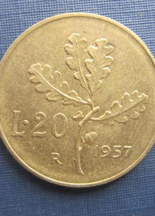 Монета 20 лір італія 1957 флора дуб