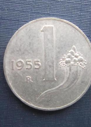 Монета 1 літра італія 1955 ріг достатку ваги