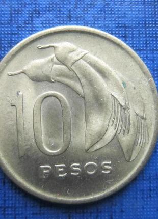 Монета 10 песо уругвай 1968