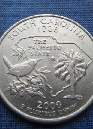 Монета квотер 25 центів сша 2000 d південна кароліна птах паль...