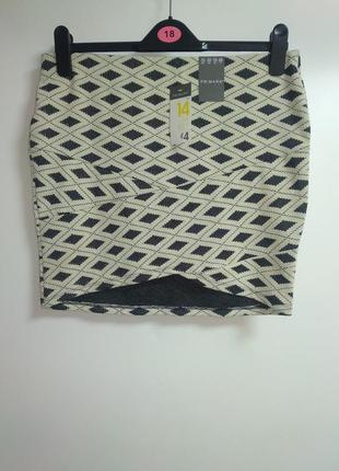 Оригинальная фактурная стрейч юбка в принт 14/48-50 размера1 фото