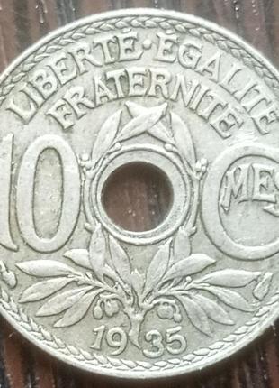 Монета 10 сантимів франція 19351 фото