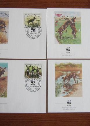 4 ккдія 1987 фауна гієноподібні собаки wwf конверти марки спец...