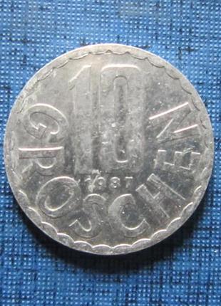 Монета 10 грошен австрія 1987