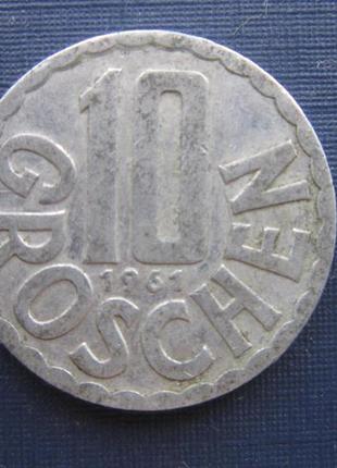 Монета 10 грошен австрія 1961