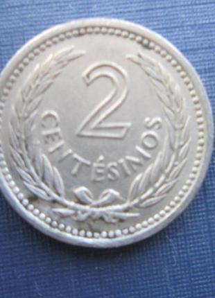 Монета 2 синтесимо уругвай 1953