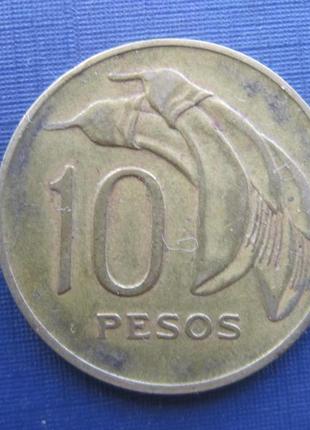 Монета 10 песо уругвай 1969