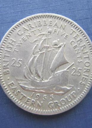 Монета 25 ⁇ східно-карибські британські території 1955 корабел...
