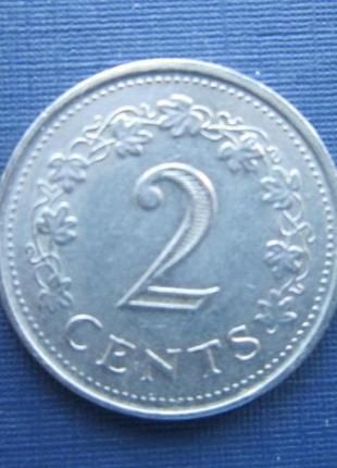 Монета 2 цента мальта 1977