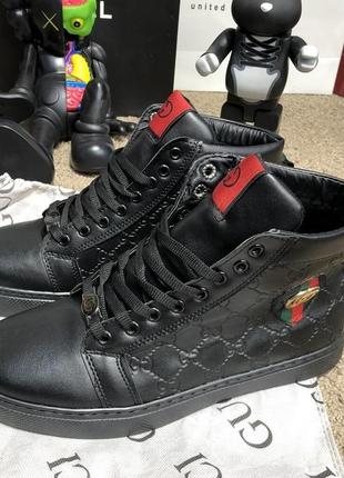 Gucci signature web high top black/green/red