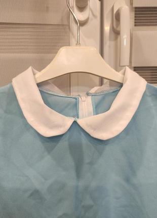 Платье голубое,коротка с белым воротником,в стиле алиса2 фото