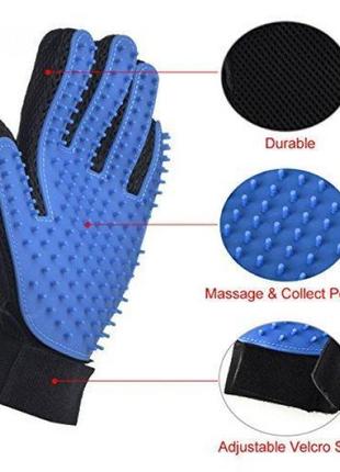 Рукавичка для зняття шерсті з хатніх тварин pet brush glove ун...