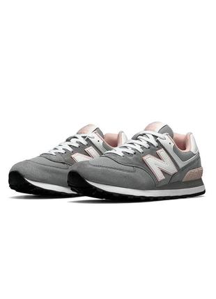 👕женские кроссовки new balance 574 gray pink