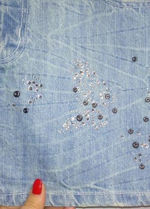 Стильная джинсовая юбка со стразами 16/50-52 размера3 фото