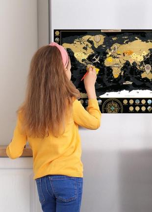 Магнитная скретч карта мира на холодильник (формат а2)7 фото