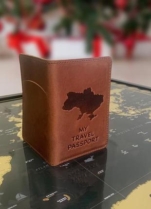 Шкіряна обкладинка для паспорта в подарунковій коробці9 фото