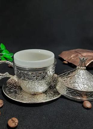 Турецька чашка демітас acar із блюдцем 110 мл. срібло4 фото