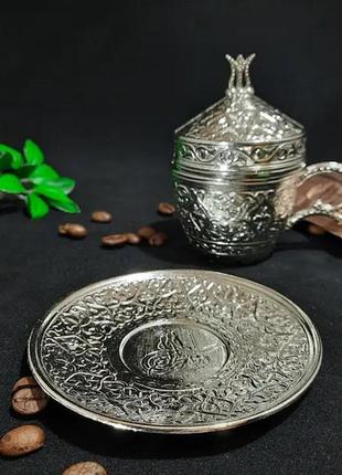 Турецька чашка демітас acar із блюдцем 110 мл. срібло5 фото