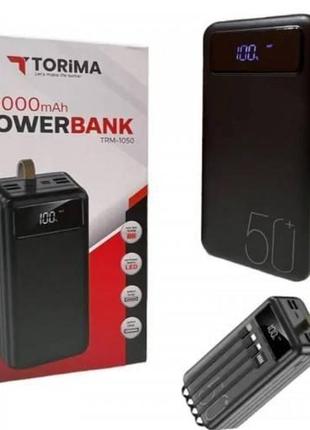 Мощный повербанк 50000 mah torima trm-1050 с фонариком, хороши...