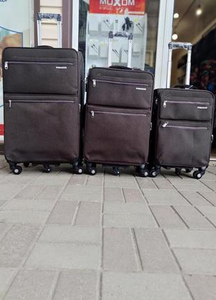 Набір валіза weima baoluo ab-507 на 5 колесах (коричнева)9 фото