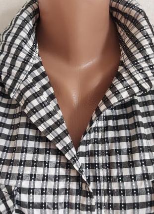 Стильна жіноча сорочка в карту з коротким рукавом4 фото