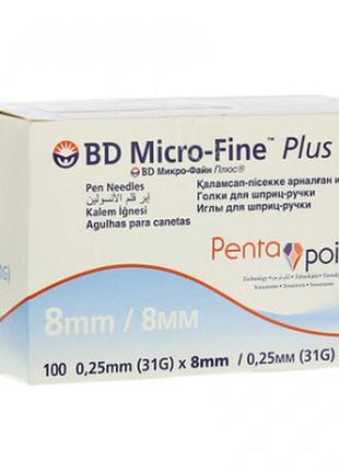 Голки bd micro-fine+ «мікрофайн» 8 мм 100 шт.