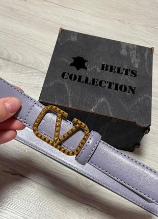 Женский ремень 2,5см сиреневый китай кожа + коробка, ремень из лиловой кожи бронза пояс у джинсы весна ремень под стиль valentino валентино