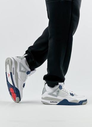 Мужские кроссовки в стиле nike air jordan 4 найк джордан / демисезонные / весенние, летние, осенние / обувь / кожа, нубук / белые, черные, серые, синие4 фото