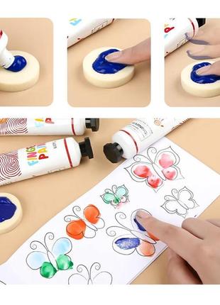 Пальчикові фарби для дітей mobee 12 кольорів2 фото