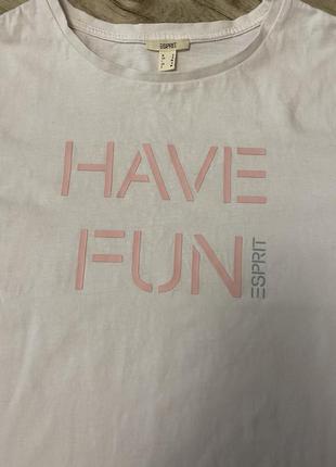 Белая футболка esprit "have fun", р.s-m2 фото